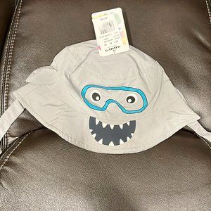 NWT shark sun hat toddler boy  water repellent bucket hat, 52 cm (2-3 yrs)
